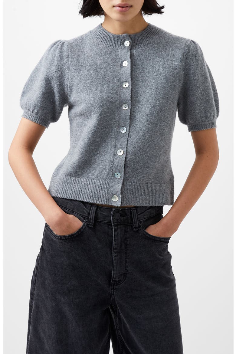 Vhari Puff Sleeve Cardigan, Main, color, MEDIUM GREY