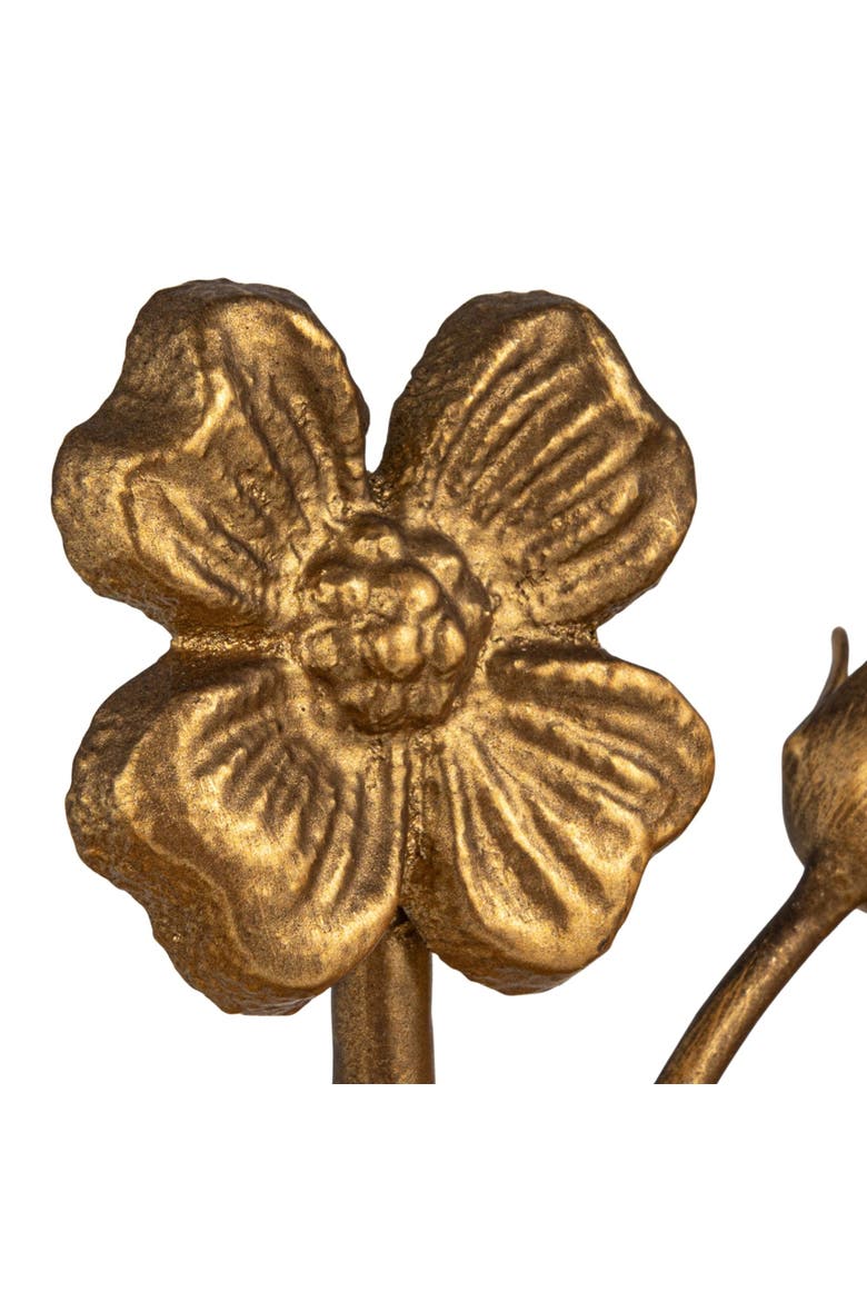 2-Piece Cast Metal Flower Bookends, Gold Finish, Alternate, color, Gold