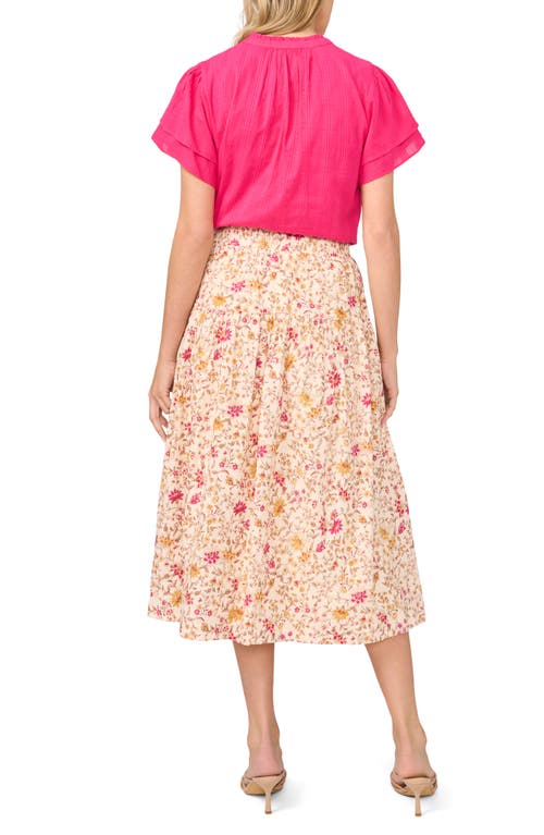 Halogenr Halogen(r) Print Pull-on Tiered Midi Skirt In Multi