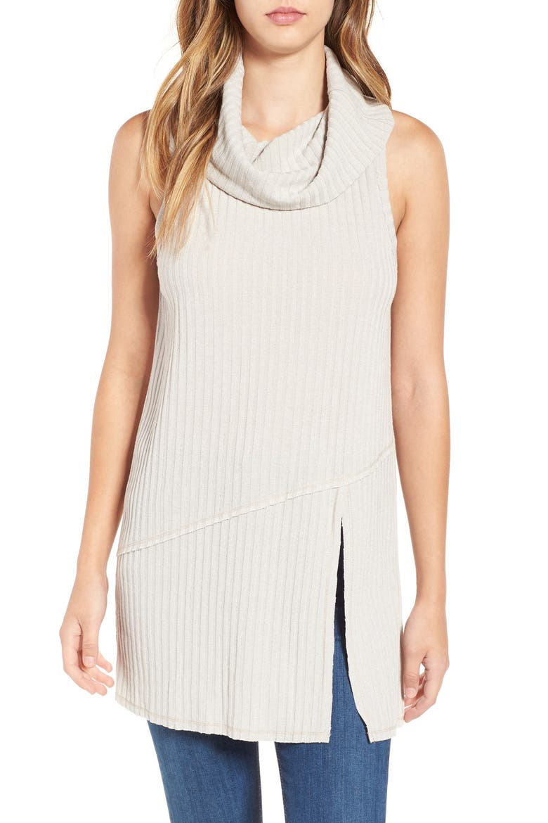 ASTR Sleeveless Cowl Neck Tunic, Main, color, BEIGE