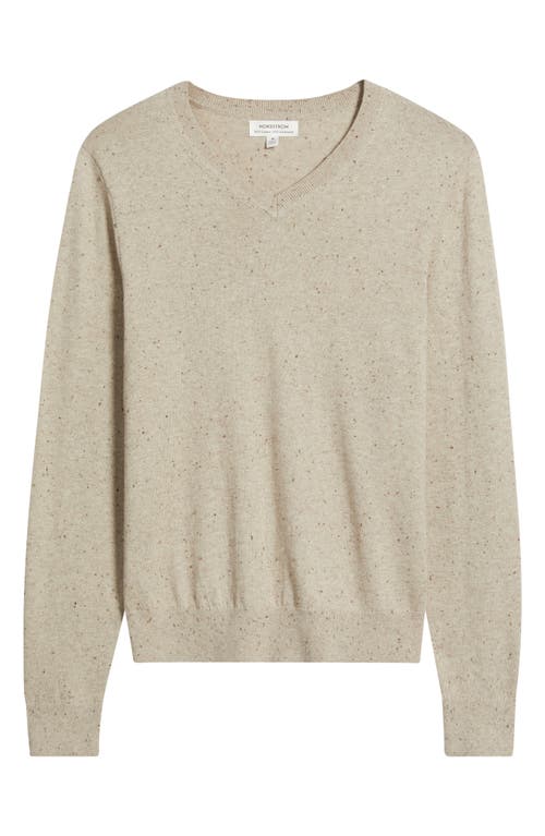 Nordstrom Cotton & Cashmere V-neck Sweater In Neutral