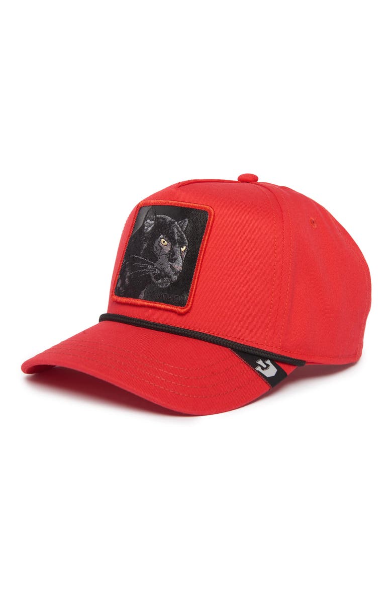 Panther 100 Embroidered Patch Denim Baseball Cap, Alternate, color, RED