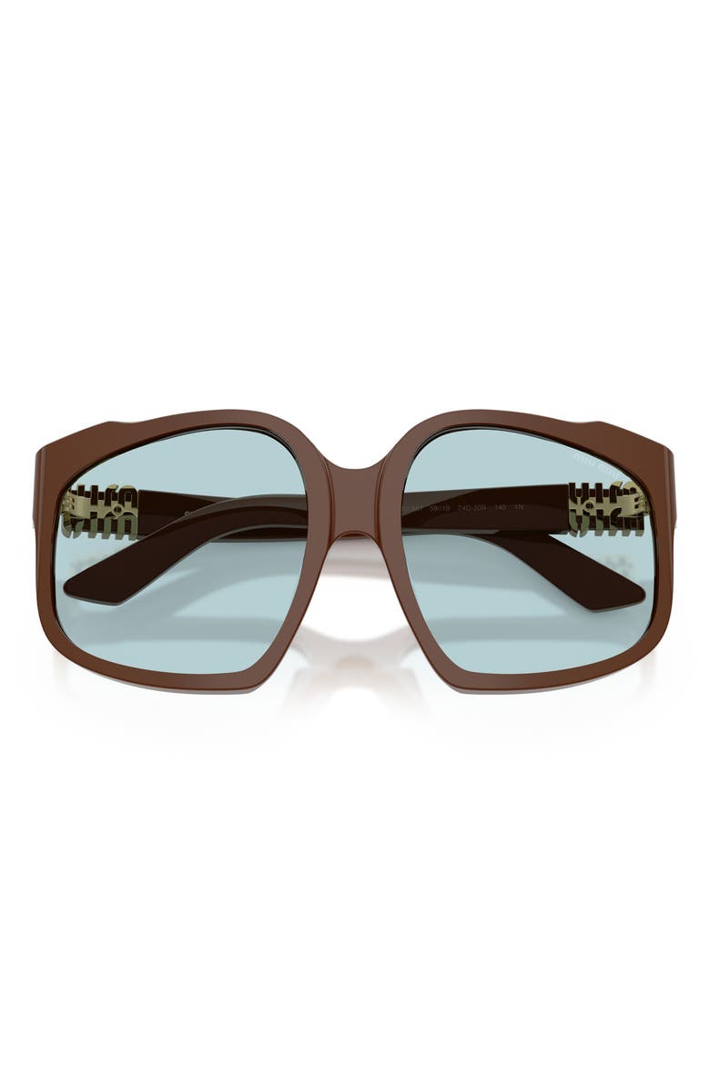 Miu Miu 59mm Polarized Irregular Sunglasses, Alternate, color, Chocolate / Light Blue