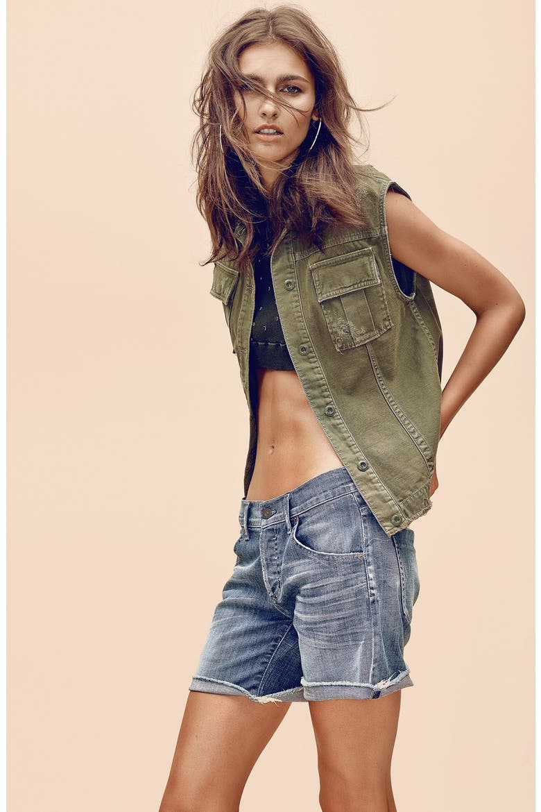 'Skyler' Denim Boyfriend Shorts, Alternate, color, SERENITY
