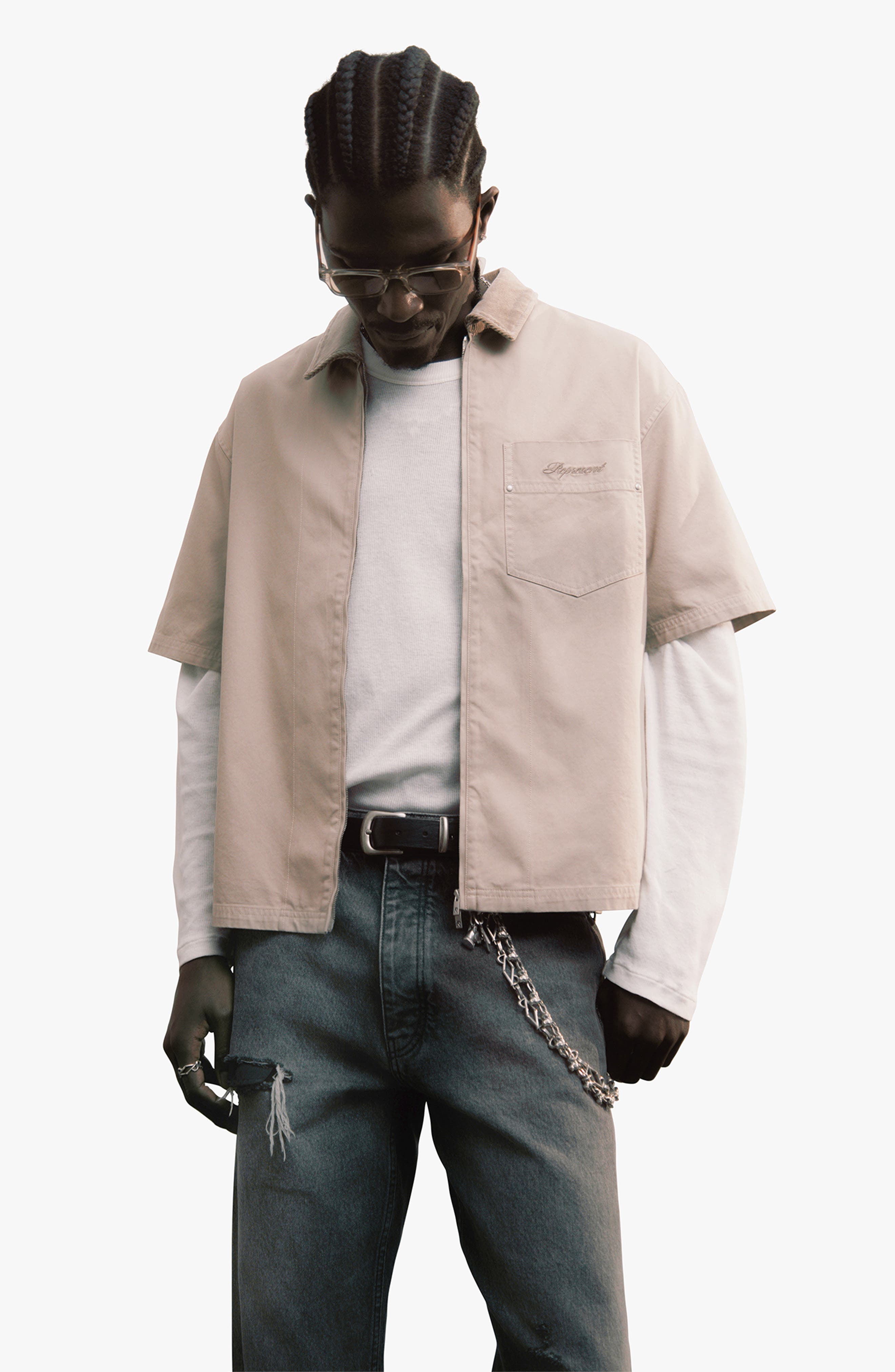 Represent Ramona Short Sleeve Zip-Up Shirt (Men) | Nordstrom