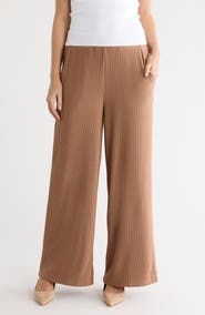 Adrianna Papell Ottoman Rib Wide Leg Crop Pants