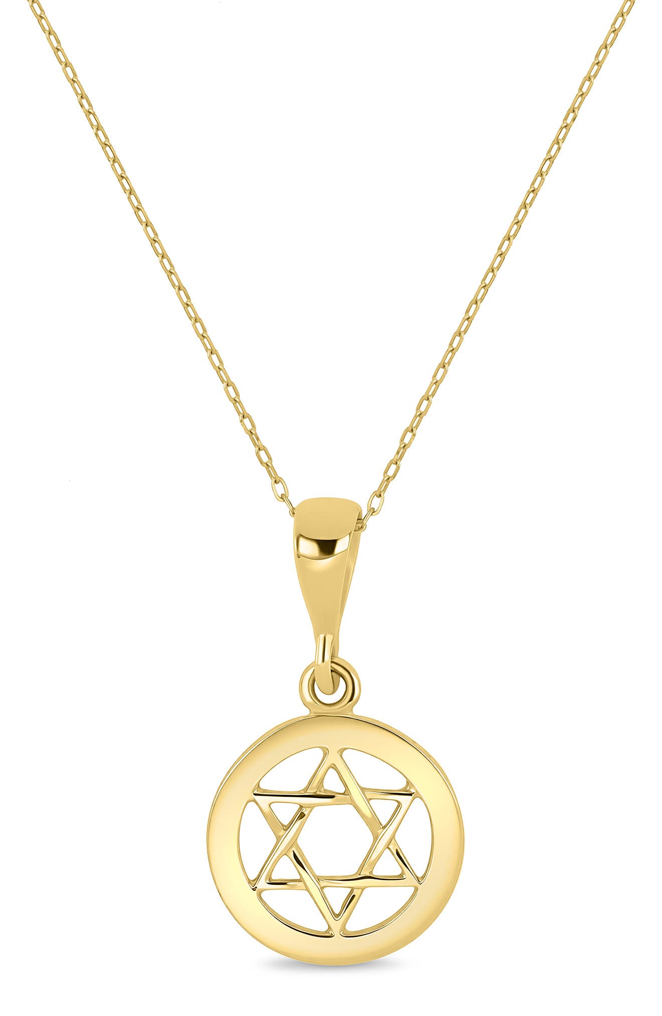 14k Gold Star of David Pendant Necklace