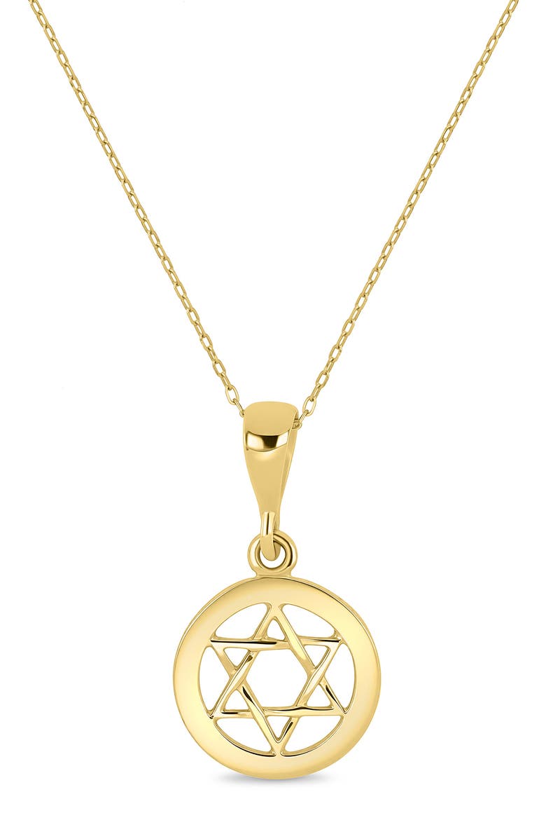 14k Gold Star of David Pendant Necklace, Main, color, 14KY