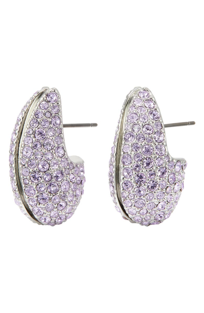 Tory Burch Pavé Wave Drop Earrings, Alternate, color, Purple