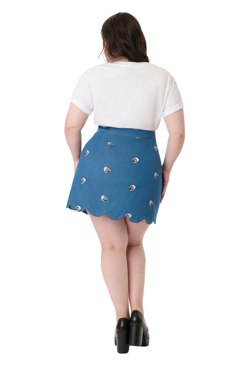 Unique Vintage Plus Size Scallop Hem Mini Skirt, Alternate, color, Blue