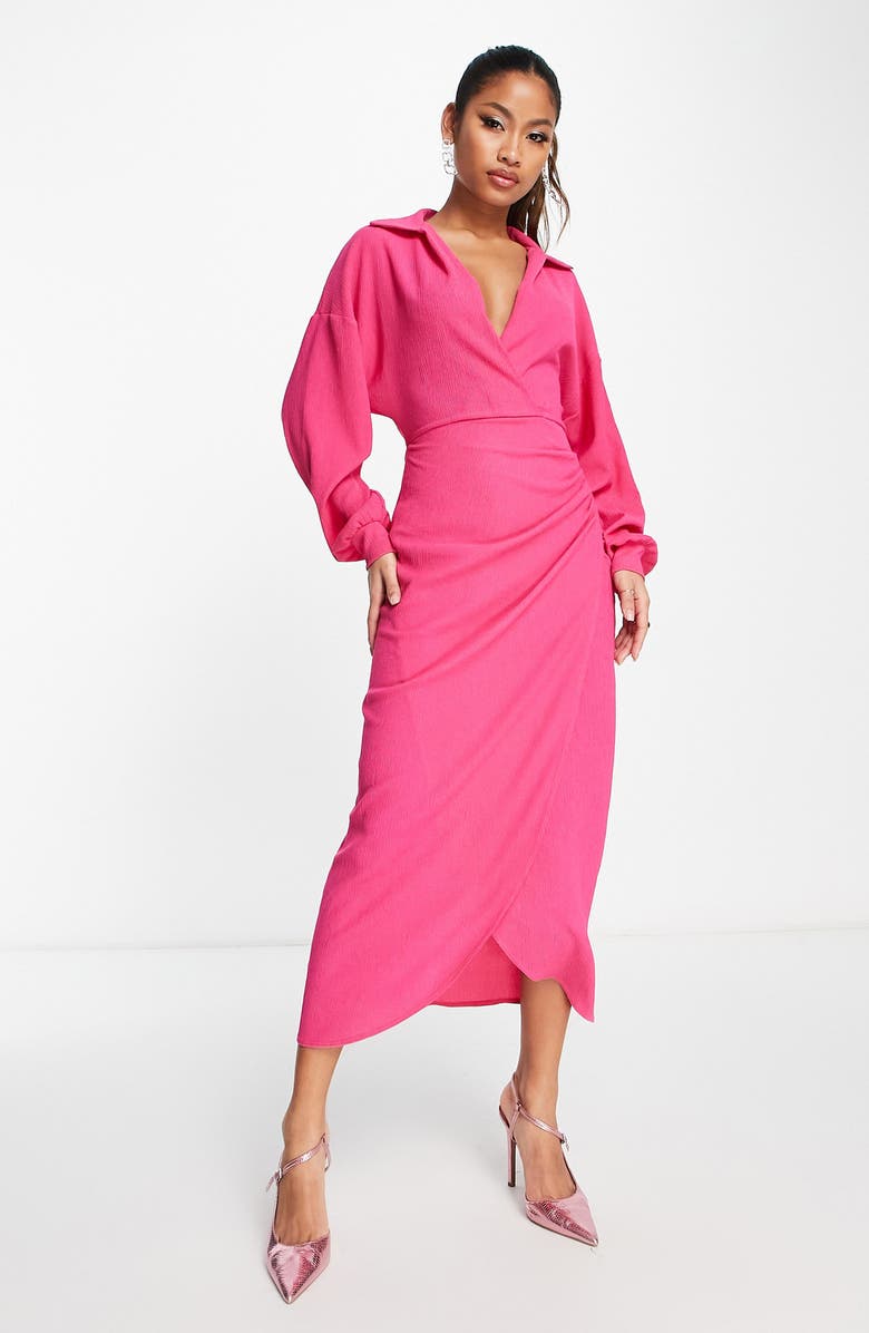 ASOS DESIGN Long Sleeve Tulip Hem Dress, Alternate, color, 