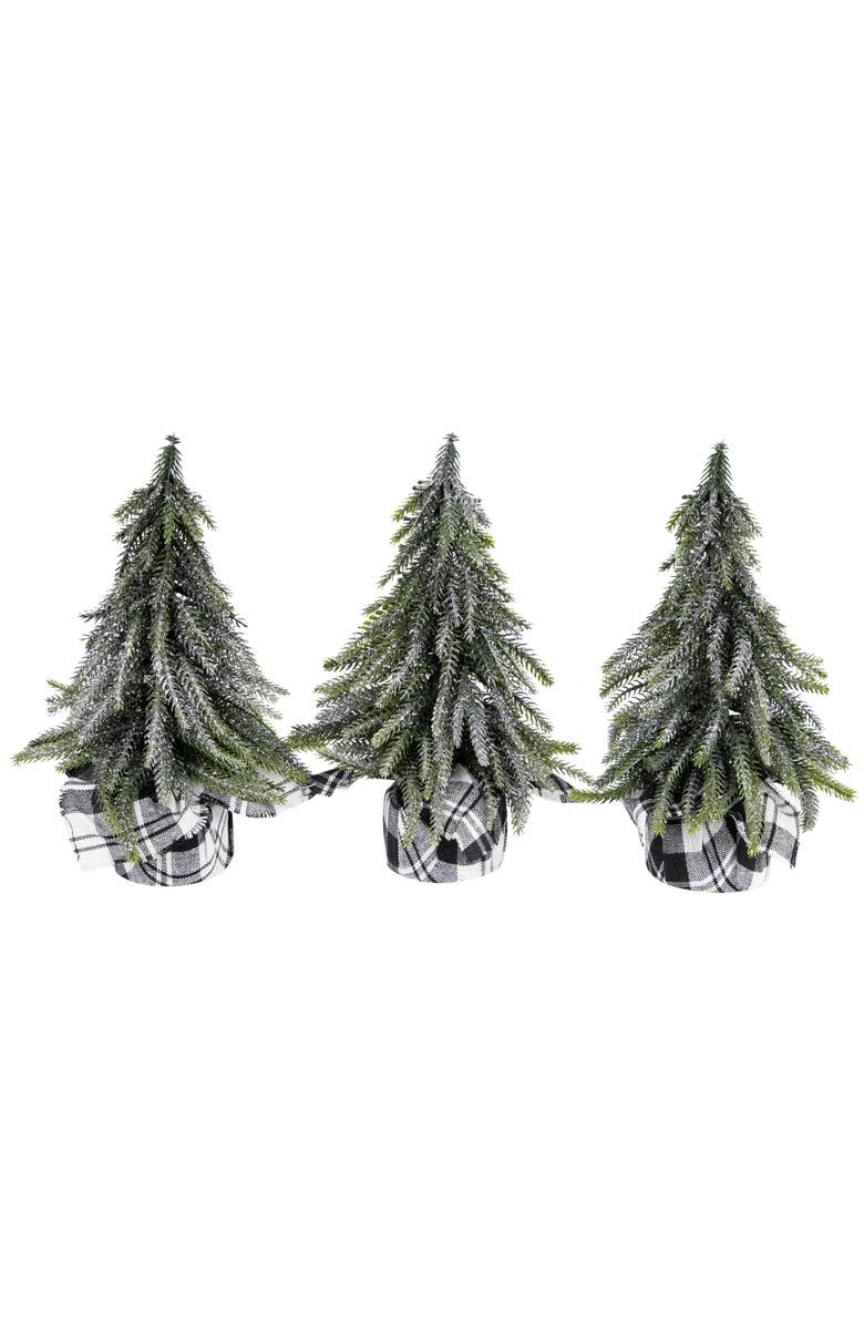 Northlight Mini Silvery Pine Downswept Artificial Christmas Trees - 9.5" - Set of 3, Main, color, Green