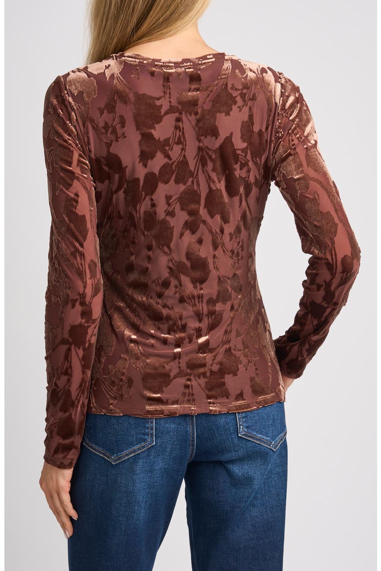 Larson Floral Burnout Top, Alternate, color, RUSSET BROWN