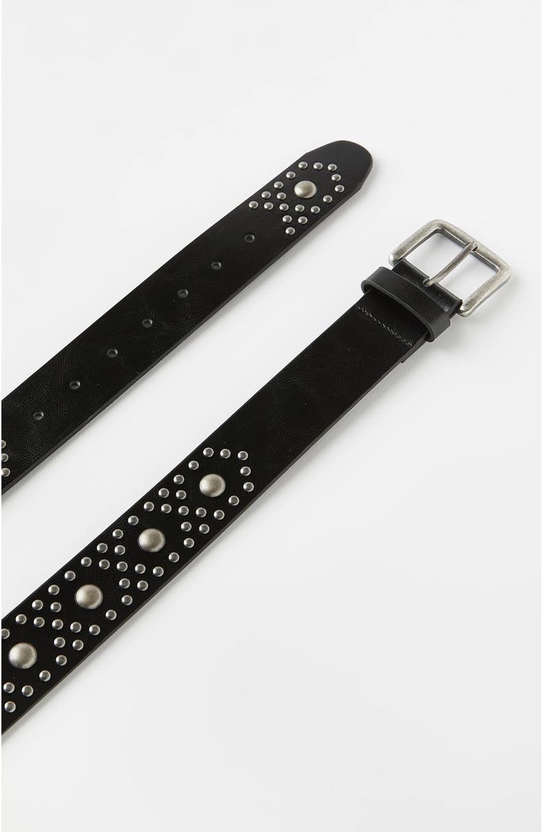 Cotton On Men's Circle Stud Belt, Alternate, color, Black Burnished Silver