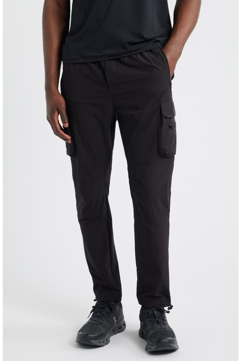 DNA Water Repellent Drawstring Cargo Pants, Main, color, JET BLACK