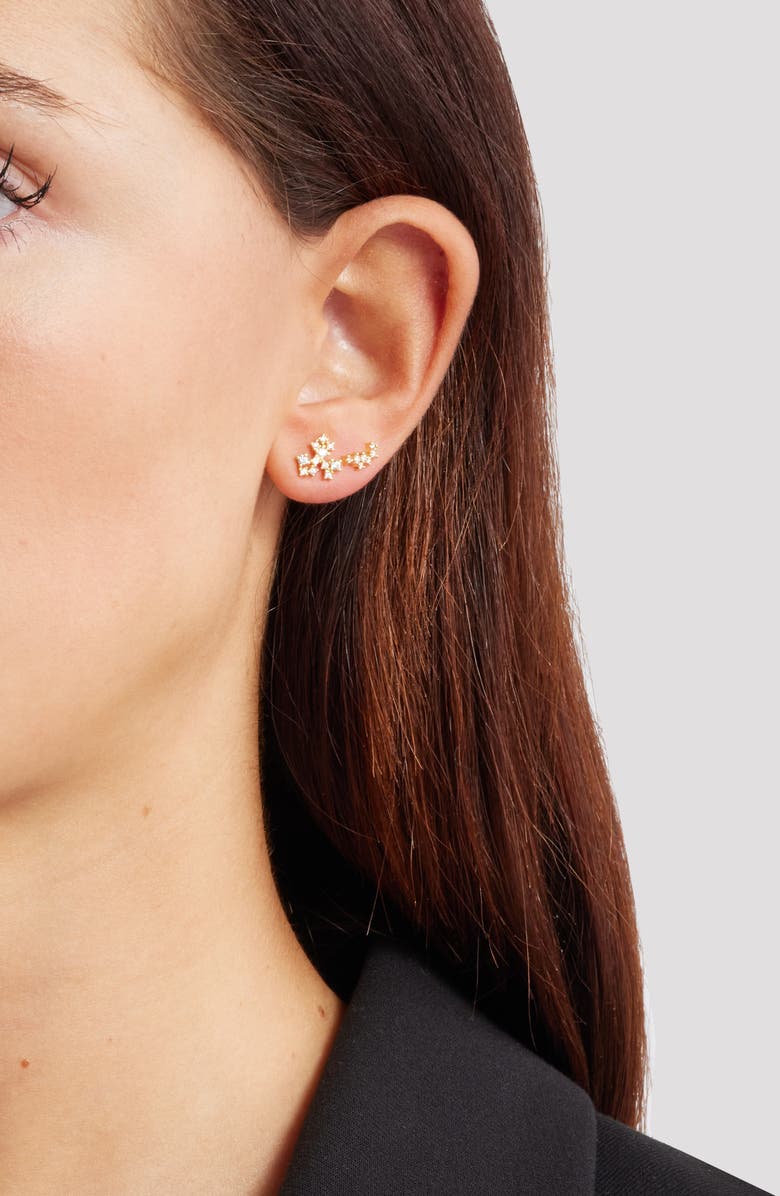 Nordstrom Set of Two Dainty Cubic Zirconia Stud Earrings, Alternate, color, Clear- Gold