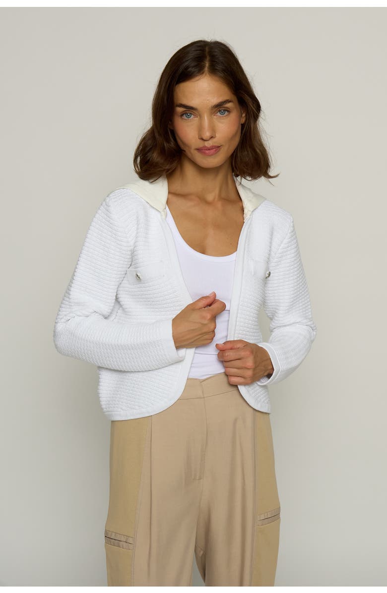 Central Park West Chanel Dickey Cardigan, Main, color, White