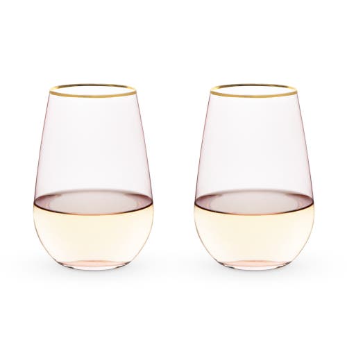 Twine Rose Crystal Stemless Wine Glasses Set Of 2 In Pink