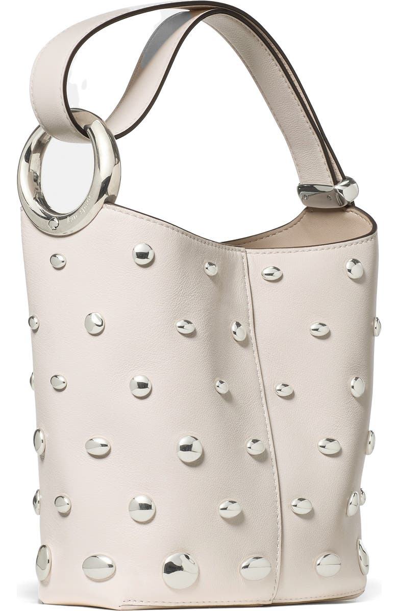 Kate Spade New York halo stud fine grain leather crossbody bag, Alternate, color, Cream.