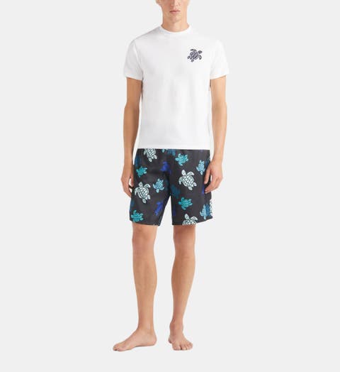 Men Organic Cotton T-shirt Big Turtle Embroidery