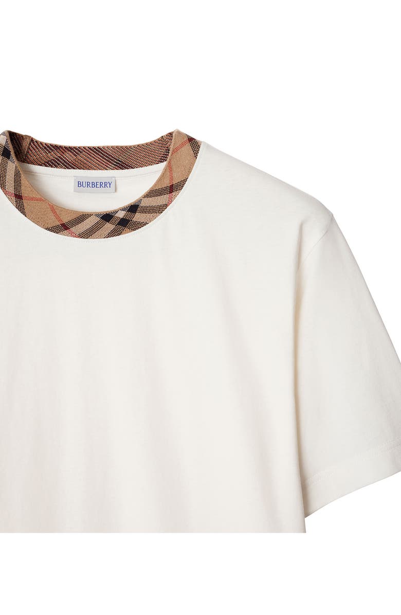 Burberry Check Trim T-Shirt, Alternate, color, Chalk