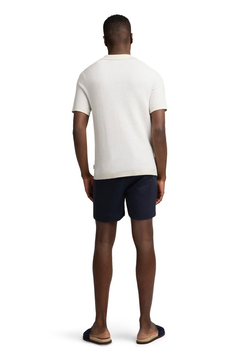 Textured Cotton Johnny Collar Polo, Alternate, color, Stone/White