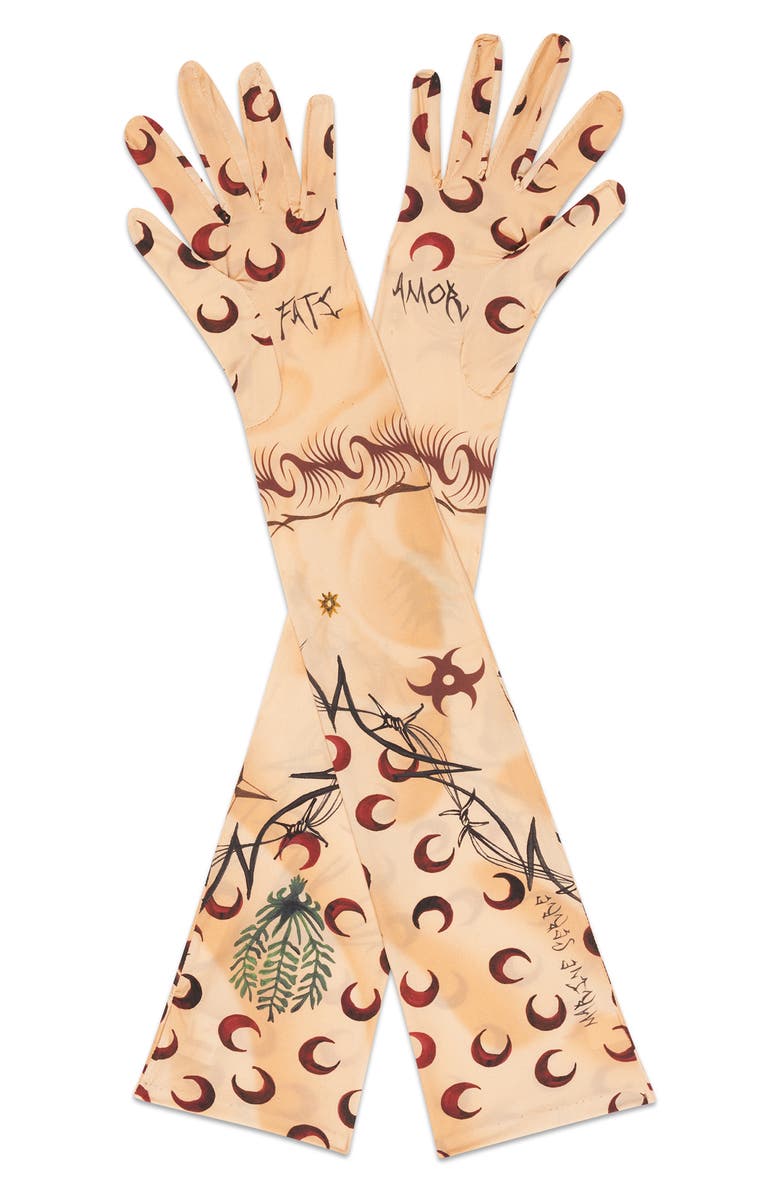 Marine Serre Tattoo Second Skin Long Gloves, Alternate, color,