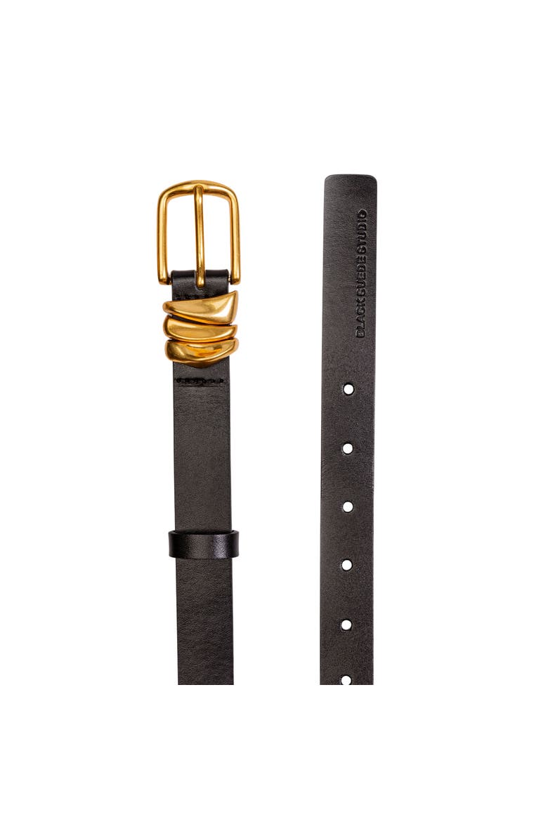 Boyfriend Belt, Alternate, color, Black Leather / Gold