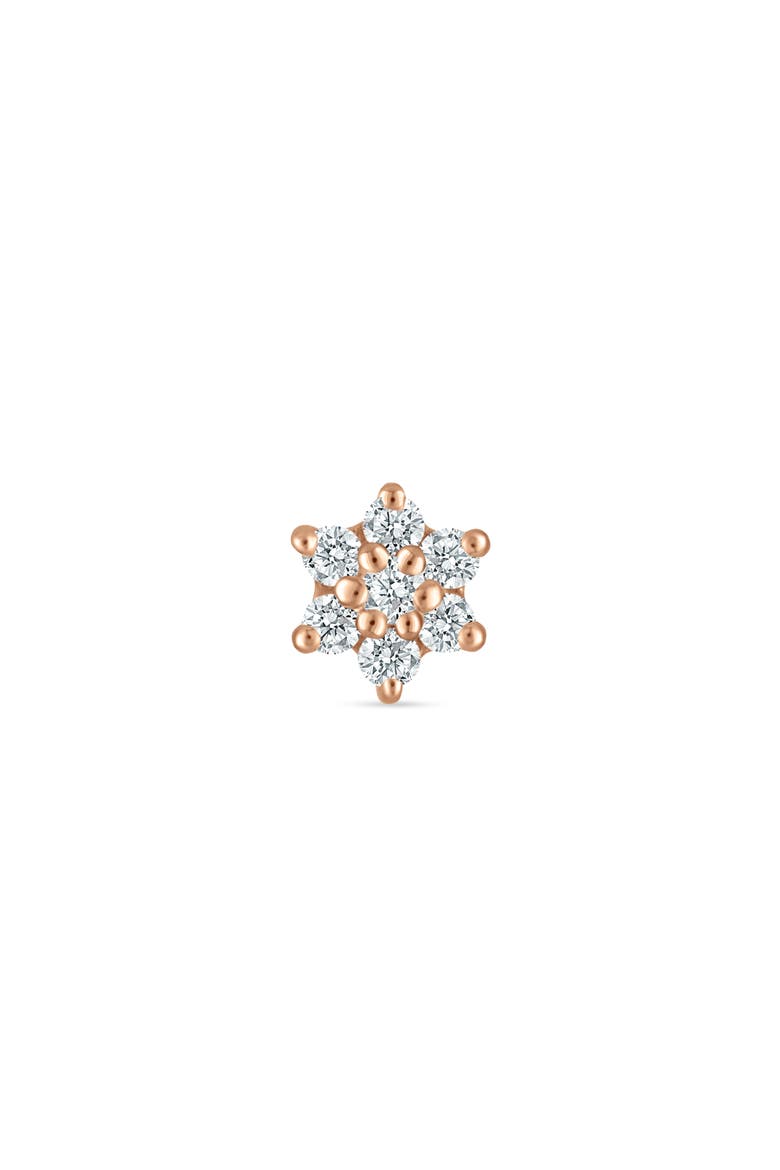 Single Diamond Flower Stud Earring, Alternate, color, ROSE GOLD