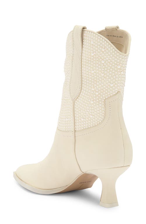 Dolce Vita Angel Pearl Pointed Toe Western Boot In Vanilla Pearl