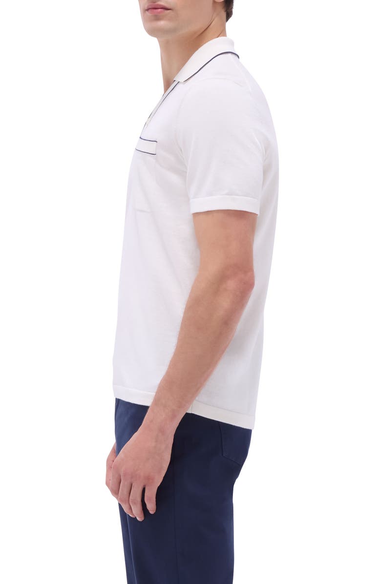 Bugatchi Tipped Cotton & Silk Pocket Polo Sweater, Alternate, color, 