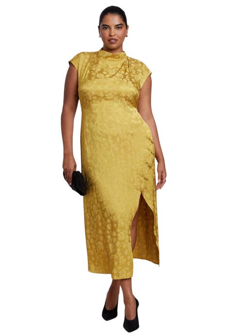 Funnel Neck Jacquard Maxi Dress (plus)
