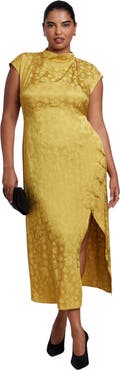 ELOQUII Funnel Neck Jacquard Maxi Dress (plus)