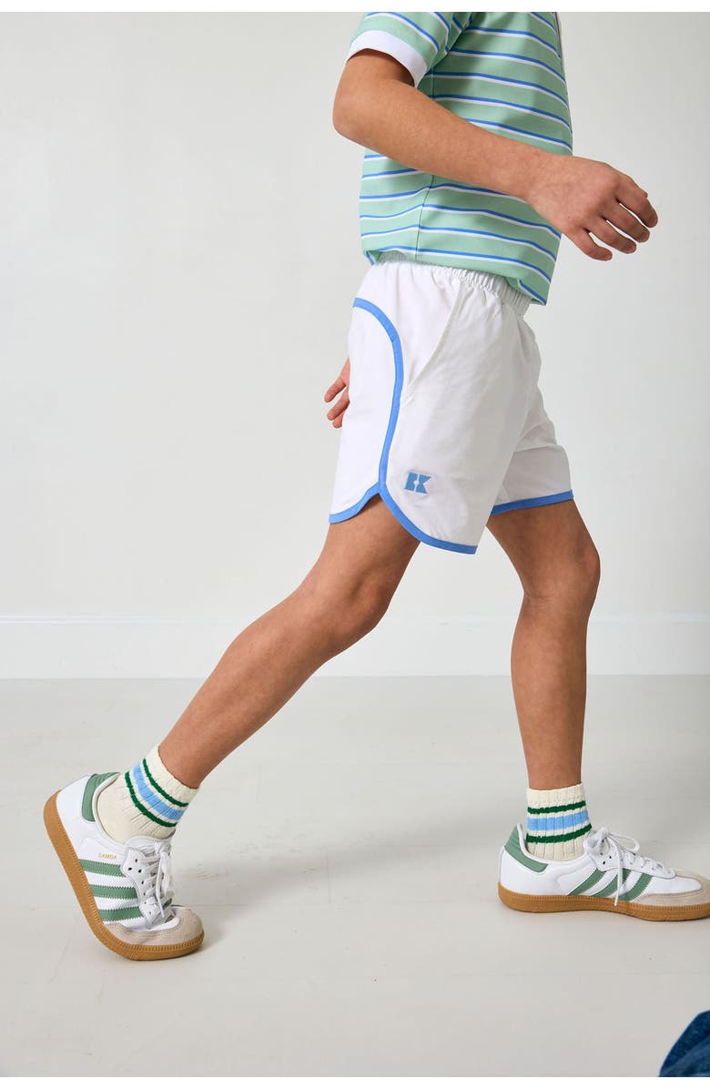 Courtside Kids Boys Retro Super Short, Alternate, color, White / Blue