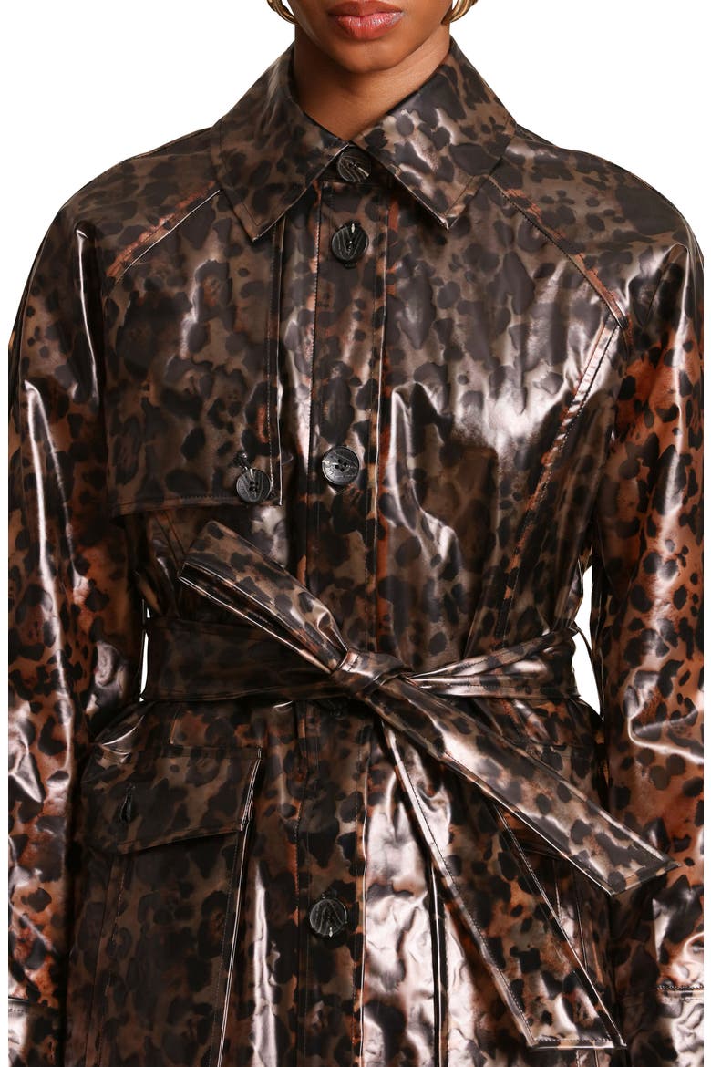Leopard Print Rain Trench Coat, Alternate, color, LEOPARD