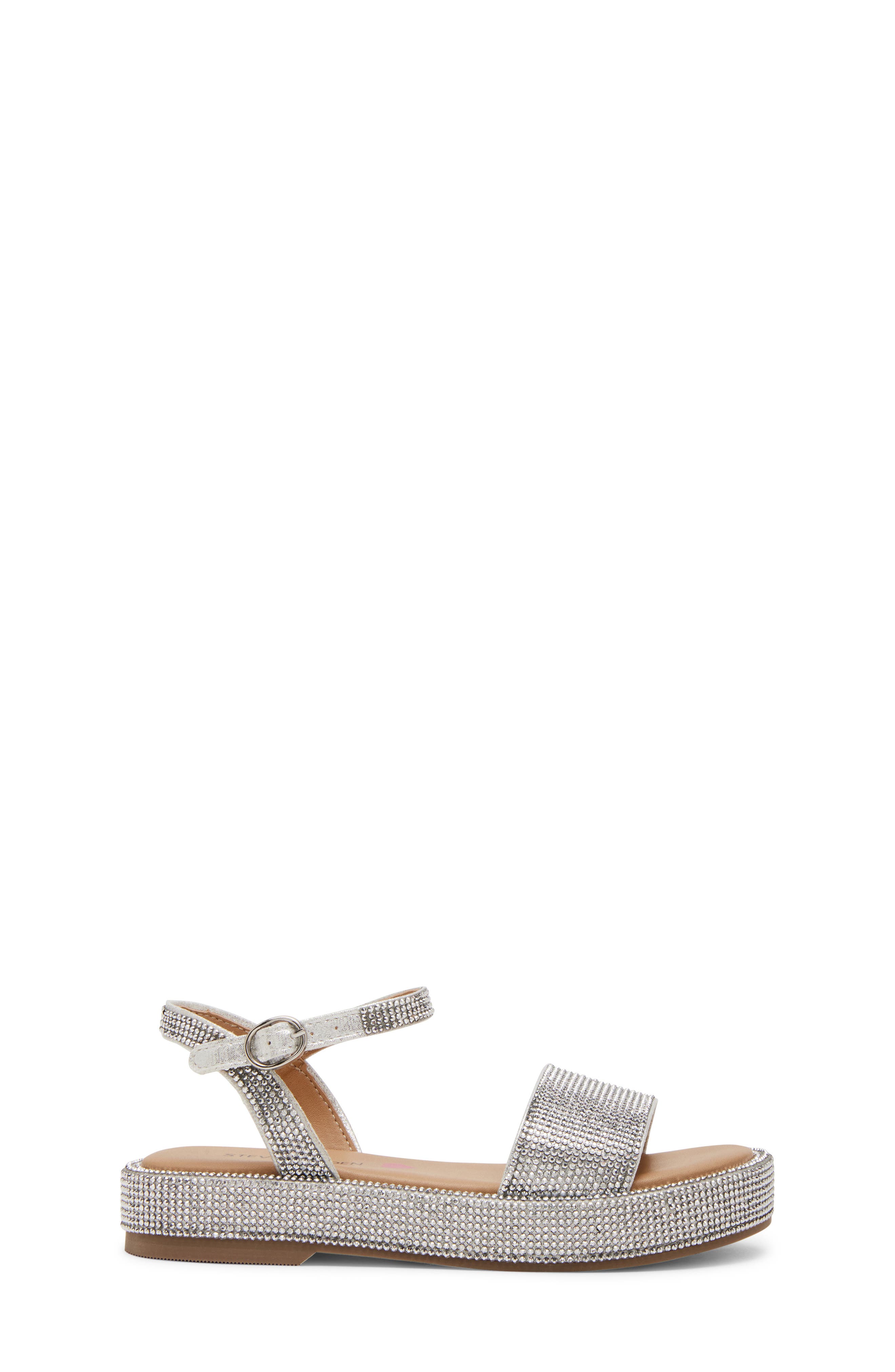 Steve Madden Kids' Jsweeter Ankle Strap Platform Sandal, Alternate, color, Silver