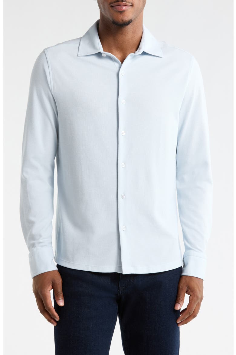 Tyrek Jersey Button-Up Shirt, Main, color, BLUE HAZE
