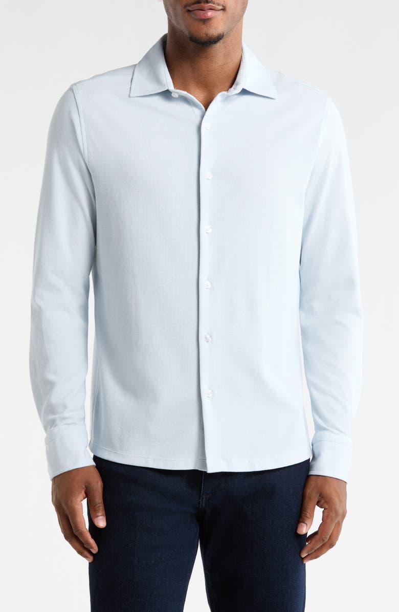 Robert Barakett Tyrek Jersey Button-Up Shirt, Main, color, Blue Haze