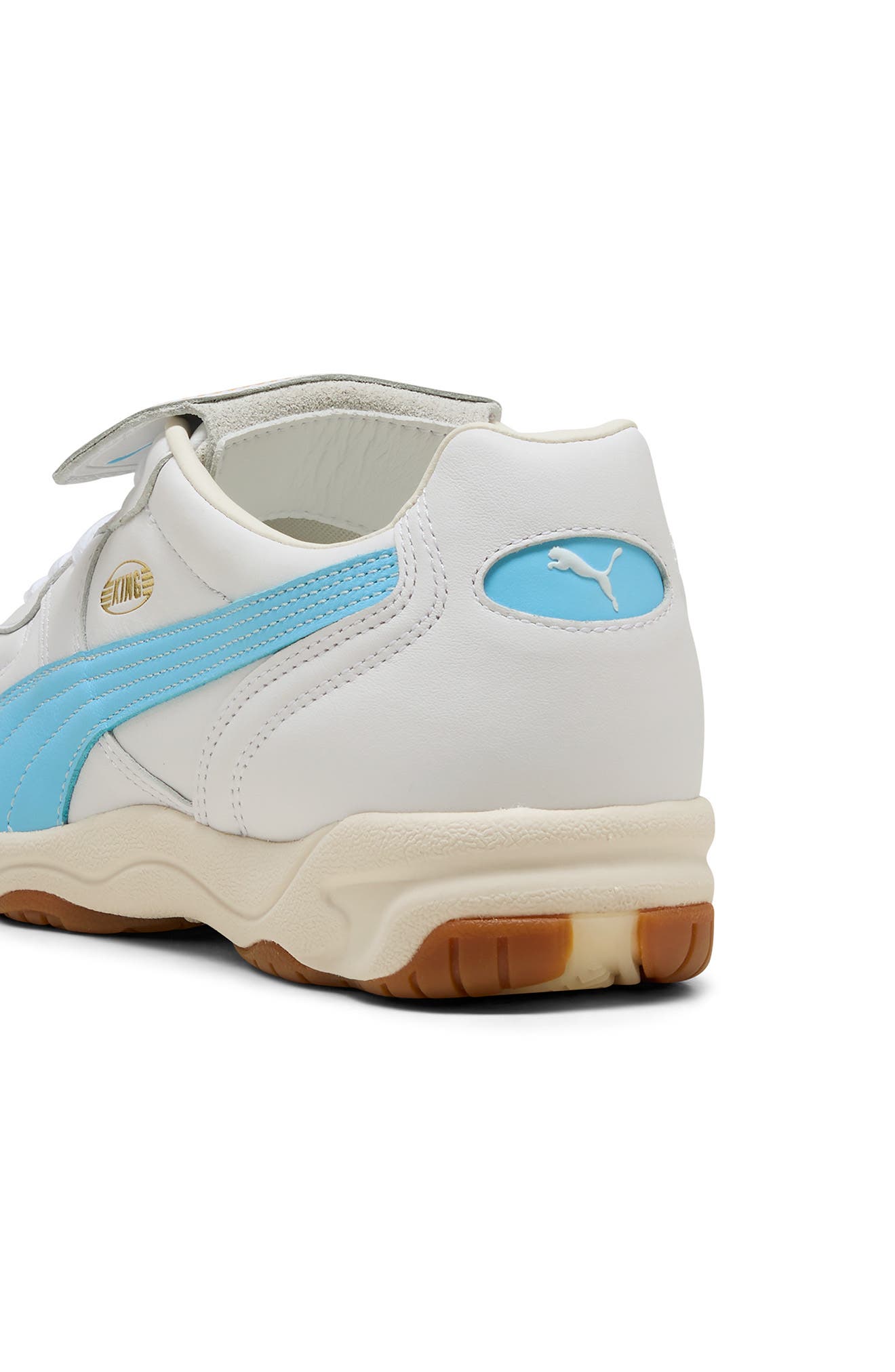 King Indoor Soccer Sneaker, Alternate, color, PUMA WHITE/ VIBRANT BLUE