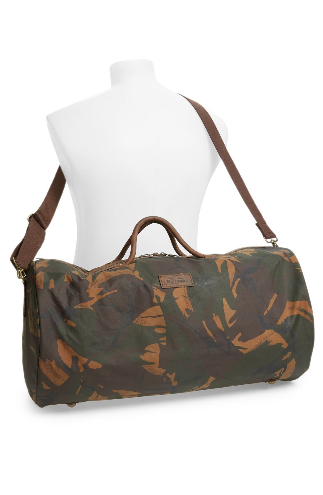 Barbour 'Glenn' Waxed Canvas Duffel Bag, Alternate, color, 