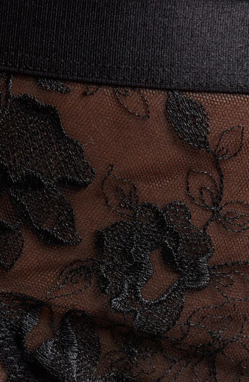 Kilo Brava Double Strap High Waist Lace Thong In Black