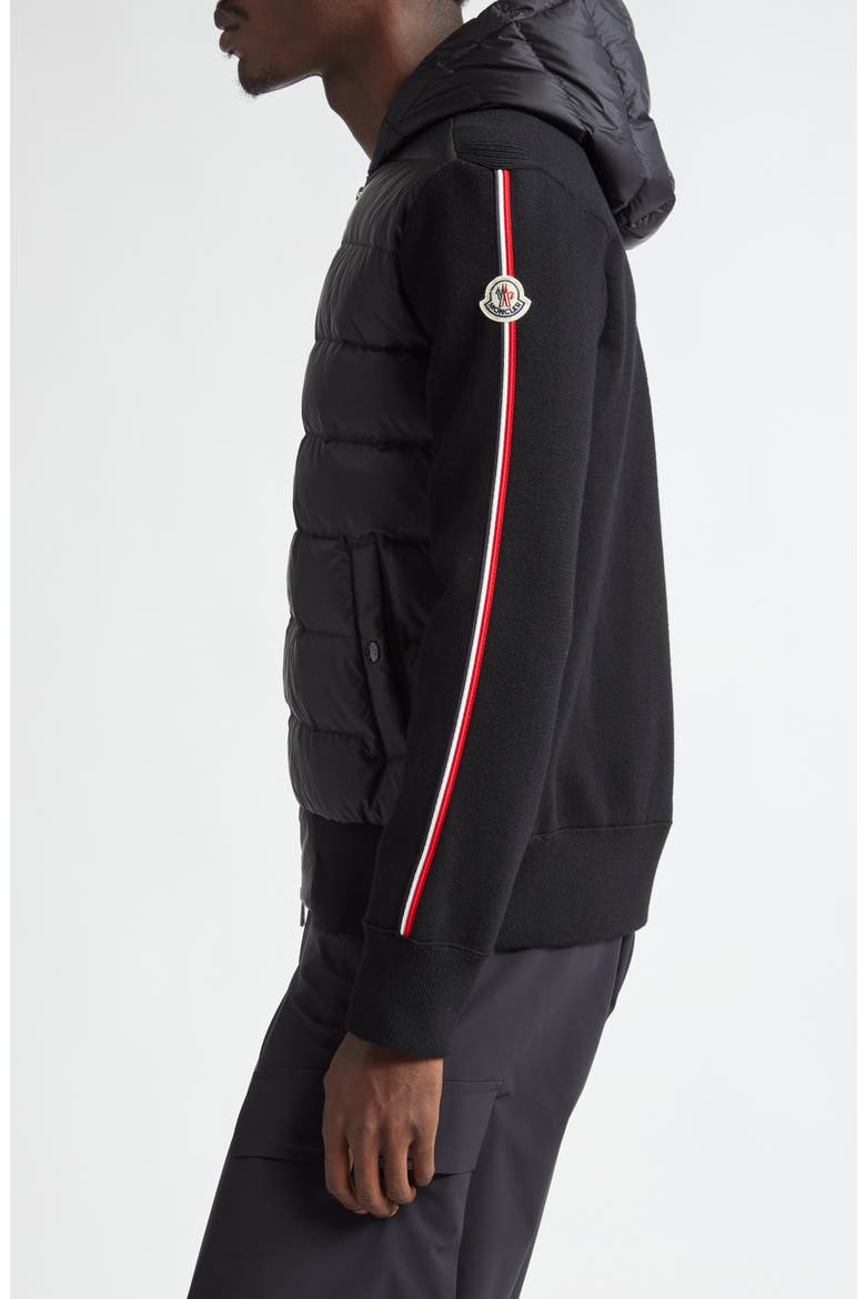 Hybrid Down & Wool Full Zip Hoodie, Alternate, color, BLACK