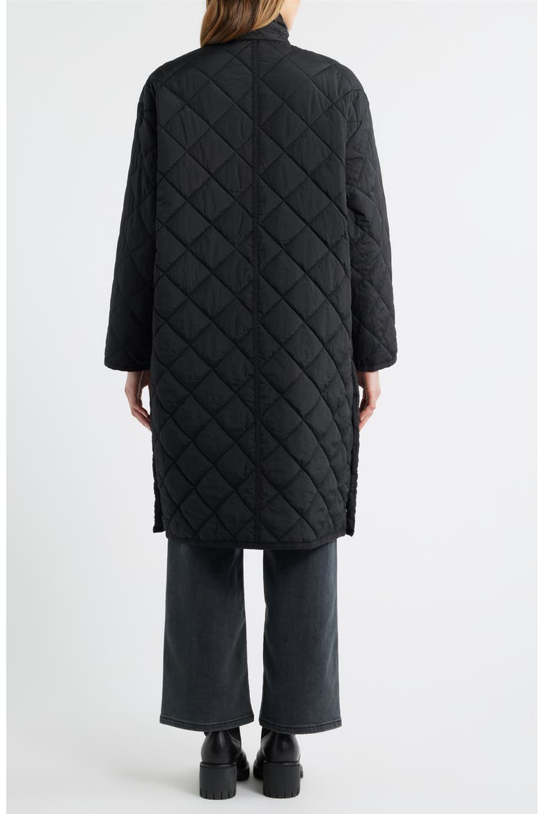 Quilted Long Coat, Alternate, color, BLACK