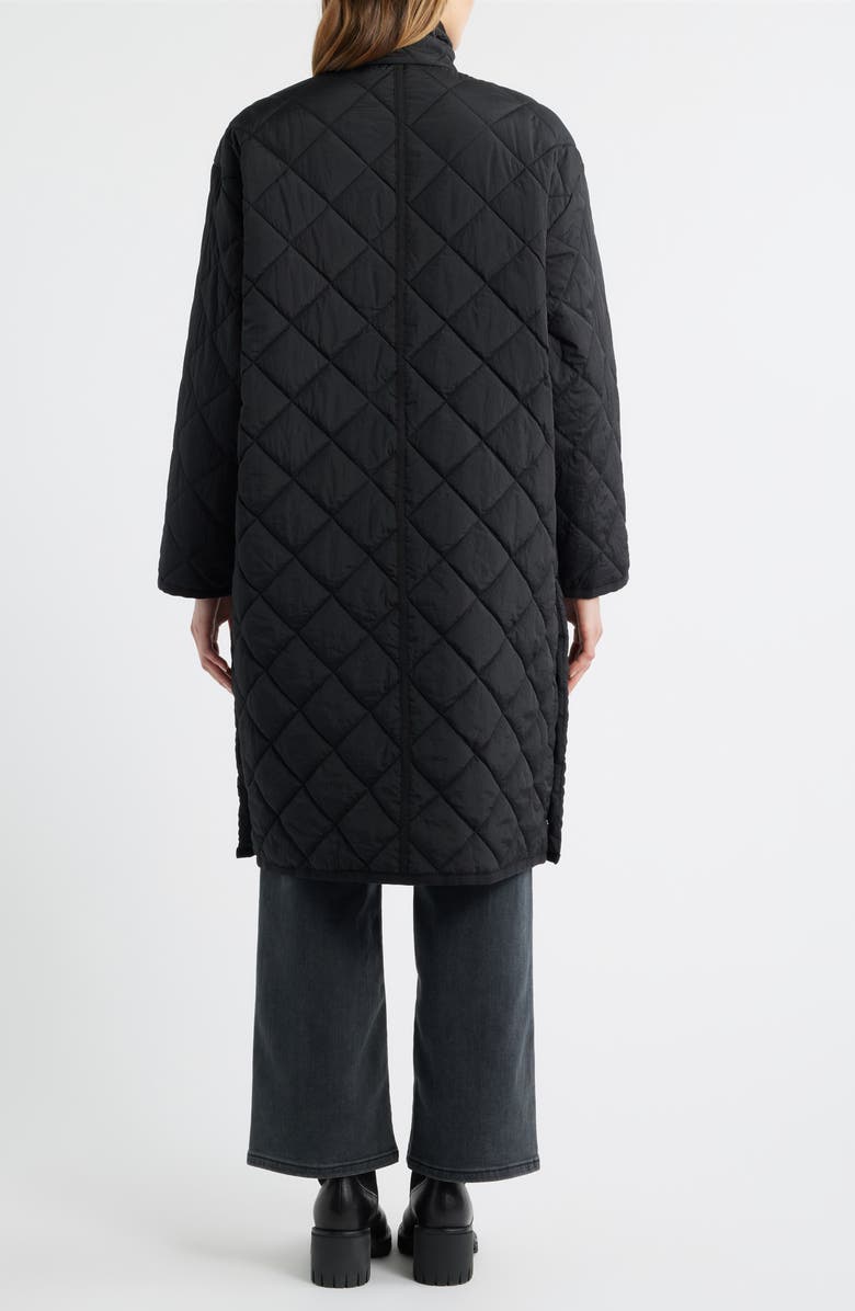 Bernardo Quilted Long Coat, Alternate, color, Black