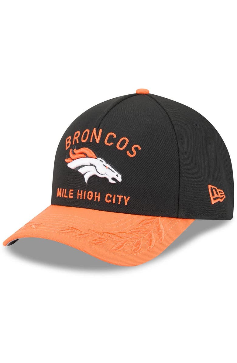 New Era Men's New Era Black/Orange Denver Broncos 2025 NFL Draft 9FORTY A-Frame M-Crown Adjustable Hat, Main, color, 