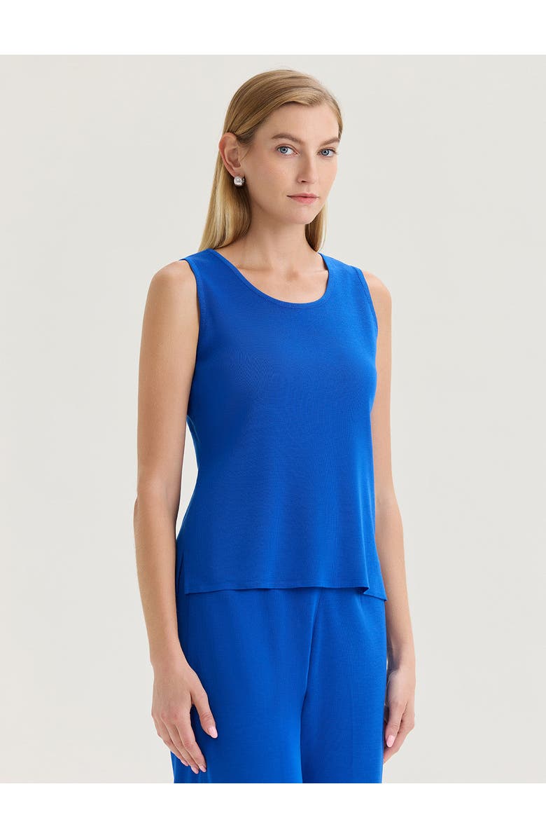 Misook Double Scoop Neck Mylana Knit Tank, Alternate, color, Aegean Blue