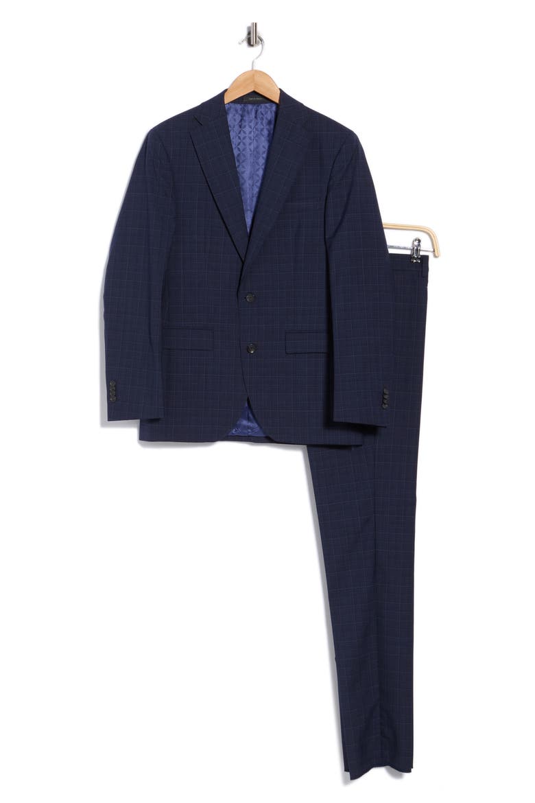 Expo Plaid Wool Suit, Main, color, NAVY