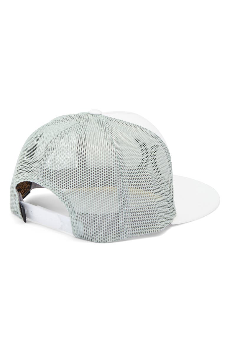Hurley Icon Solid Flat Trucker Baseball Cap, Alternate, color, White
