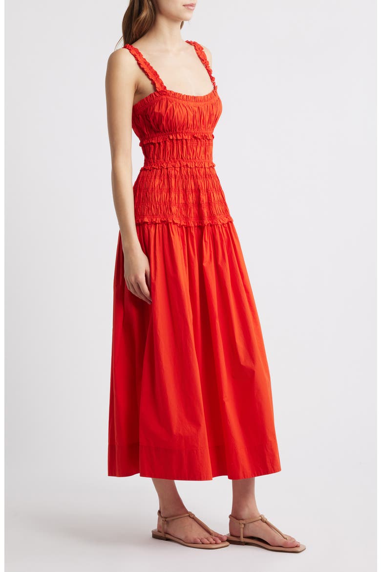Marianne Organic Cotton Poplin Midi Dress, Alternate, color, CARMINE