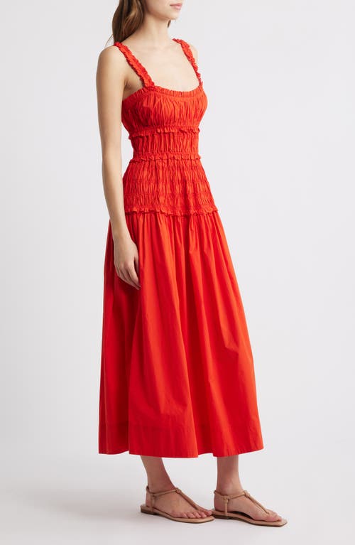 Doen Marianne Shirred Cotton-poplin Midi Dress